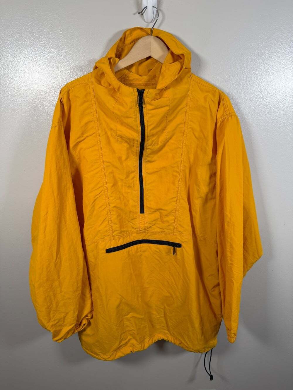 Vintage J. Crew Anorak Mens Size Large 90s Yellow Nylon Gorpcore Oarsman Zip Up